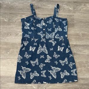 No Boundaries Butterfly Print Denim Dress, Size 3X Juniors